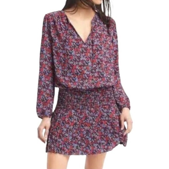 GAP Dresses & Skirts - GAP Floral Mini Dress in Burgundy with Pink and Blue Accents